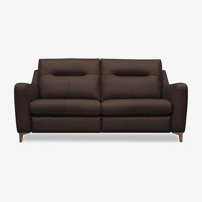 Furniture Village G Plan - Arlo 3 Seater Leather Sofa - No Recliner - Capri Chocolate with Walnut Feet