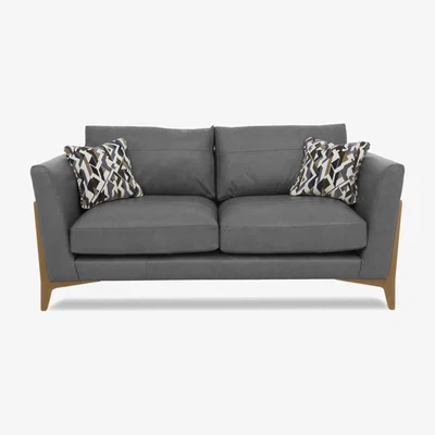Furniture Village Iris 3 Seater Leather Sofa - Turino Graphite Mo Ft