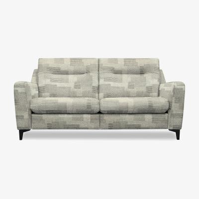 Furniture Village G Plan - Arlo 3 Seater Fabric Sofa - No Recliner - Checkers Smoke with Ebony Feet