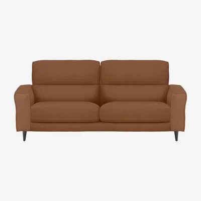 Furniture Village Axel 3 Seater HW Leather Sofa - Pecan Brown