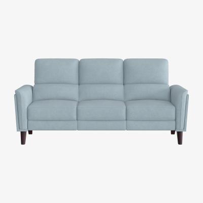 Furniture Village Compact Collection Klein 3 Seater Fabric Power Recliner Sofa with Telescopic Headrests - Baby Blue
