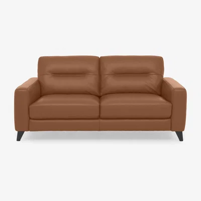 Furniture Village Jules 3 Seater HW Leather Sofa - Pecan Brown