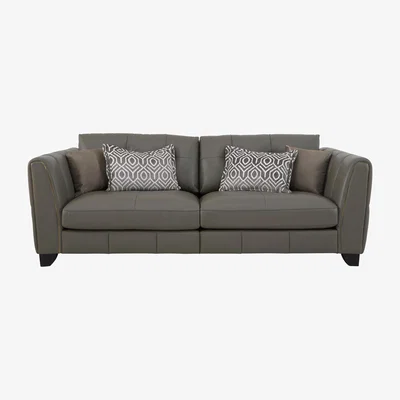 Furniture Village Allegra 3 Seater Leather Sofa - Grey