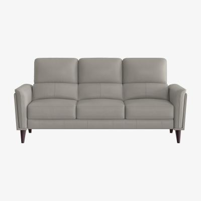 Furniture Village Compact Collection Klein 3 Seater BV Leather Sofa - Silver Grey
