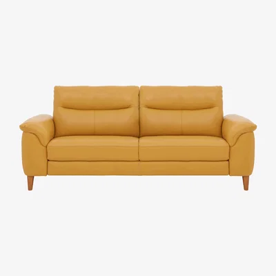 Furniture Village Morgan 3 Seater Leather Sofa - Yellow