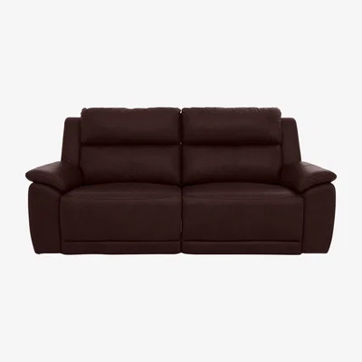 Furniture Village Utah 3 Seater Leather Power Recliner Sofa with Headrests and Power Lumbar - Burgundy