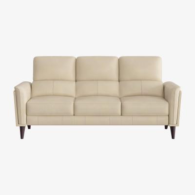Furniture Village Compact Collection Klein 3 Seater NC Leather Sofa - NC Bisque