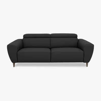 Furniture Village Nicoletti Italia - Milano 3 Seater Leather Sofa - Dali Nero