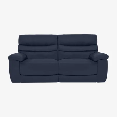Furniture Village Comfort Story - Nimbus 3 Seater Leather Power Recliner Sofa with Headrests - Navy