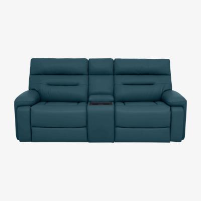 Furniture Village Cinemax Media 3 Seater Leather Power Recliner Sofa with Headrests - Midnight Jade