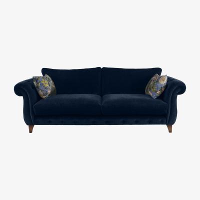 Furniture Village Boutique Palace Fabric 3 Seater Classic Back Sofa - Blue