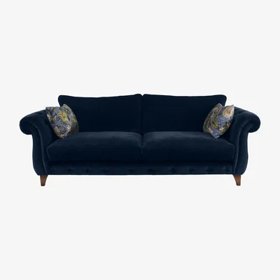 Furniture Village Boutique Palace Fabric 3 Seater Classic Back Sofa - Blue