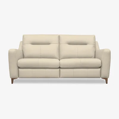 Furniture Village G Plan - Arlo 3 Seater Leather Sofa - No Recliner - Cambridge Stone with Walnut Feet