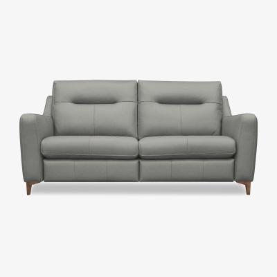 Furniture Village G Plan - Arlo 3 Seater Leather Power Recliner Sofa - Texas Charcoal with Walnut Feet