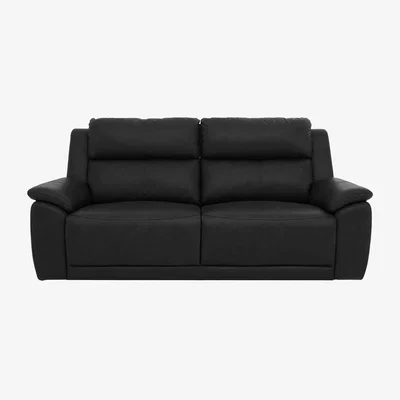 Furniture Village Utah 3 Seater Leather Sofa - Black Mica