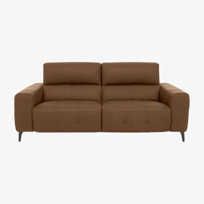 Furniture Village New York 3 Seater Leather Sofa - Pecan