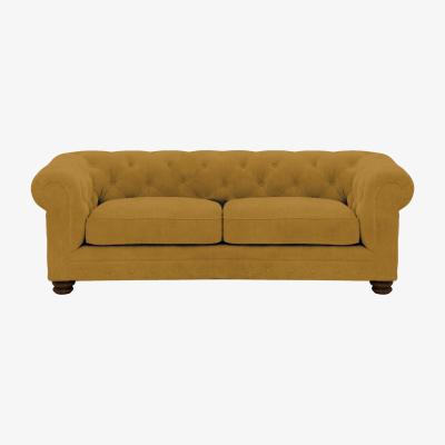 Furniture Village Alexander and James - Chesterfield Collection Hugo 3 Seater Fabric Sofa - Turmeric - Dark Feet