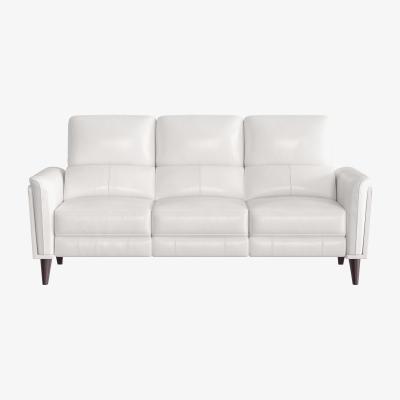 Furniture Village Compact Collection Klein 3 Seater BV Leather Power Recliner Sofa with Telescopic Headrests - BV Star White