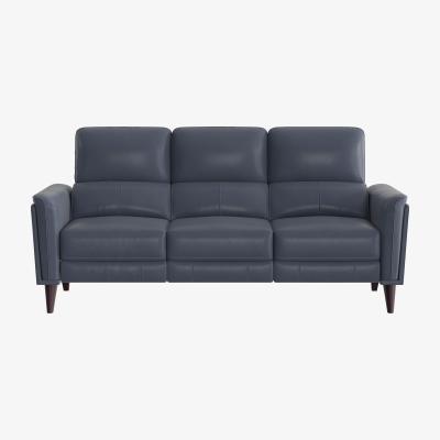 Furniture Village Compact Collection Klein 3 Seater NC Leather Power Recliner Sofa with Telescopic Headrests - NC Ocean Blue
