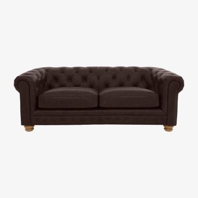 Furniture Village Alexander and James - Chesterfield Collection Hugo 3 Seater Leather Sofa - Cake - Oak Feet