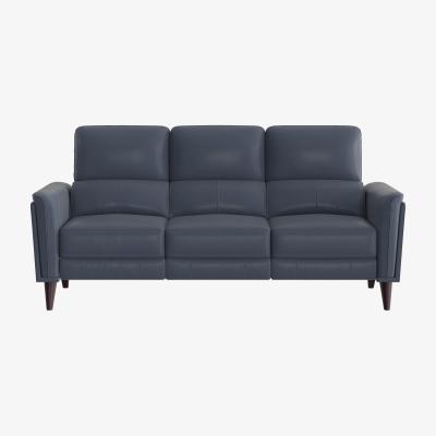 Furniture Village Compact Collection Klein 3 Seater HW Leather Power Recliner Sofa with Telescopic Headrests - Ocean Blue