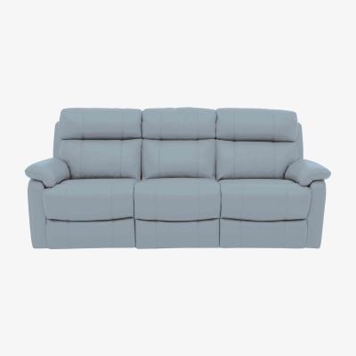 Furniture Village Relax Station Komodo 3 Seater NC Leather Sofa with Power Headrests and Cup Holders - Pearl Blue