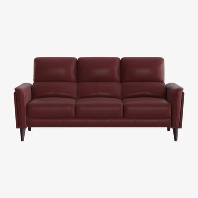 Furniture Village Compact Collection Klein 3 Seater BV Leather Sofa - BV Deep Red