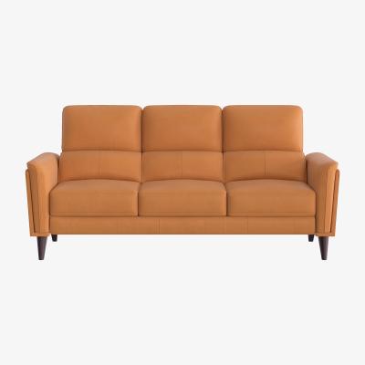 Furniture Village Compact Collection Klein 3 Seater BV Leather Sofa - BV Honey Yellow