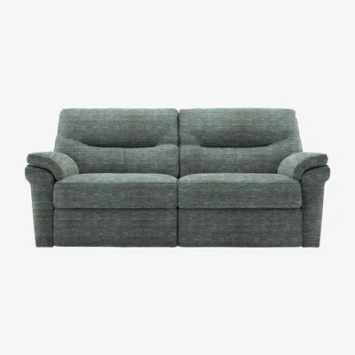 Furniture Village G Plan - Seattle 3 Seater Fabric Power Recliner Sofa with Power Lumbar - Waffle Marine