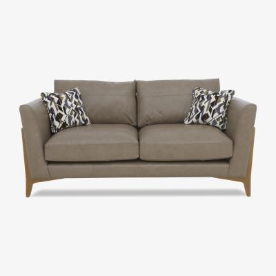 Furniture Village Iris 3 Seater Leather Sofa - Turino Mushroom Mo Ft
