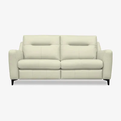 Furniture Village G Plan - Arlo 3 Seater Leather Sofa - No Recliner - Cambridge Chalk with Ebony Feet