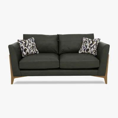 Furniture Village Iris 3 Seater Leather Sofa - Turino Green Mo Ft