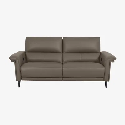 Furniture Village Domicil - Huxley 3 Seater Leather Power Recliner Sofa with Telescopic Headrests - NN Pine Bark