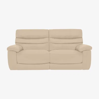 Furniture Village Comfort Story - Nimbus 3 Seater Leather Power Recliner Sofa with Headrests - Bisque
