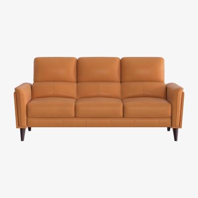 Furniture Village Compact Collection Klein 3 Seater NC Leather Sofa - NC Honey Yellow