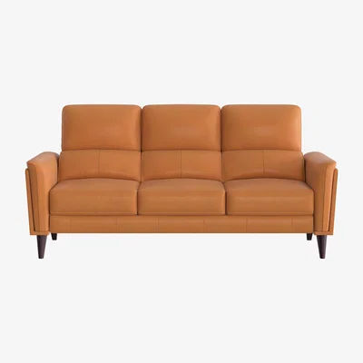Furniture Village Compact Collection Klein 3 Seater NC Leather Sofa - NC Honey Yellow