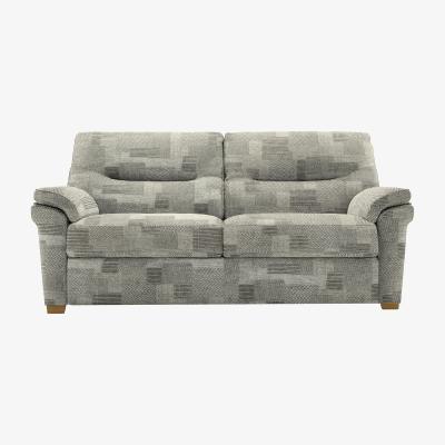 Furniture Village G Plan - Seattle 3 Seater Fabric Sofa with Wooden Feet - Checkers Smoke