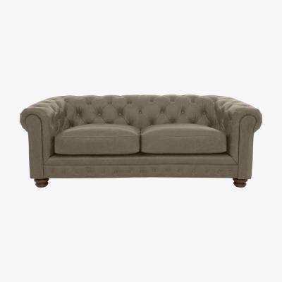 Furniture Village Alexander and James - Chesterfield Collection Hugo 3 Seater Leather Sofa - Bluster - Dark Feet