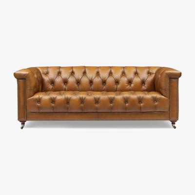 Furniture Village At The Helm - Wallace 3 Seater Leather Chesterfield Sofa - Inca
