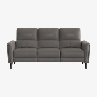 Furniture Village Compact Collection Klein 3 Seater NC Leather Power Recliner Sofa with Telescopic Headrests - NC Elephant