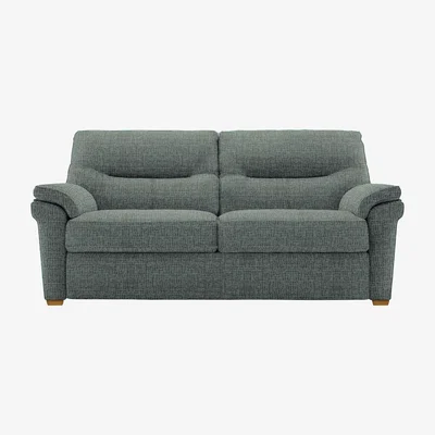 Furniture Village G Plan - Seattle 3 Seater Fabric Sofa with Wooden Feet - Waffle Marine