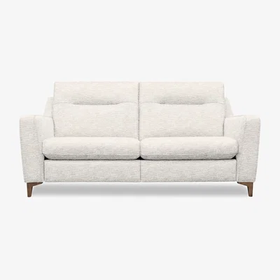 Furniture Village G Plan - Arlo 3 Seater Fabric Sofa - No Recliner - Rush Cream with Walnut Feet