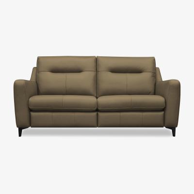 Furniture Village G Plan - Arlo 3 Seater Leather Sofa - No Recliner - Capri Mushroom with Ebony Feet