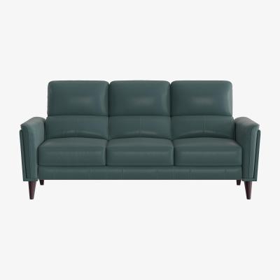 Furniture Village Compact Collection Klein 3 Seater NC Leather Sofa - NC Lake Green