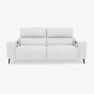 Furniture Village New York 3 Seater BV Leather Power Recliner Sofa - BV Star White