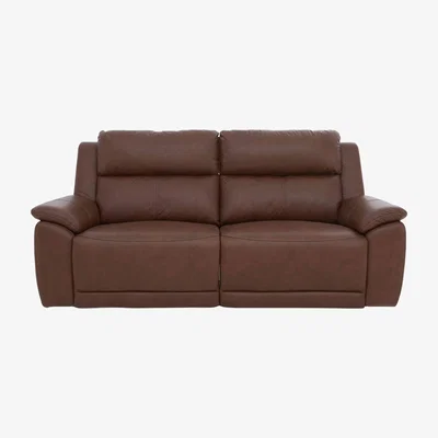 Furniture Village Utah 3 Seater Leather Power Recliner Sofa - Roast