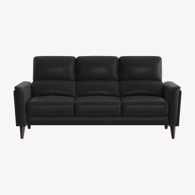 Furniture Village Compact Collection Klein 3 Seater BV Leather Sofa - Classic Black