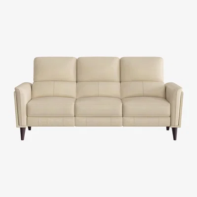 Furniture Village Compact Collection Klein 3 Seater NC Leather Power Recliner Sofa with Telescopic Headrests - NC Bisque