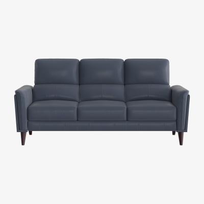 Furniture Village Compact Collection Klein 3 Seater HW Leather Sofa - Ocean Blue