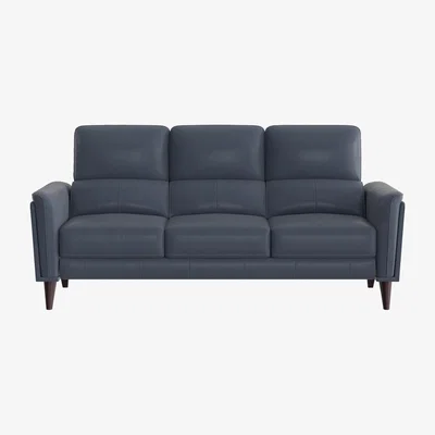Furniture Village Compact Collection Klein 3 Seater HW Leather Sofa - Ocean Blue